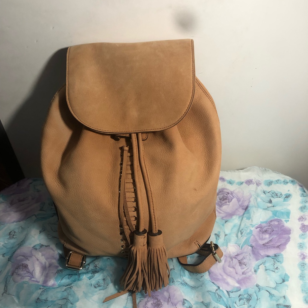 Rebecca Minkoff Tan Suede Backpack Bag.